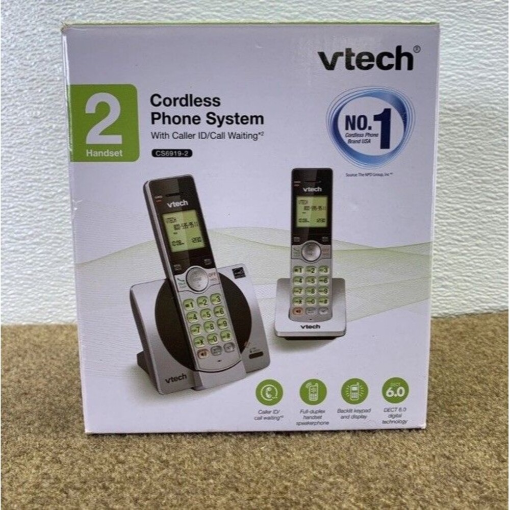 VTech Cordless 2-Line Phone System Answering Machine Mailbox 2 Handsets Sealed!